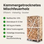 Palette kammergetrocknetes gespalten Birken/Esche Brennholz mischfeuerholz 25cm – Bild 3